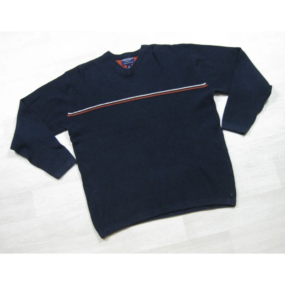 Vintage Y2K American Eagle Sweater Men's (M) Stripe Cyber Skate Grunge 90s